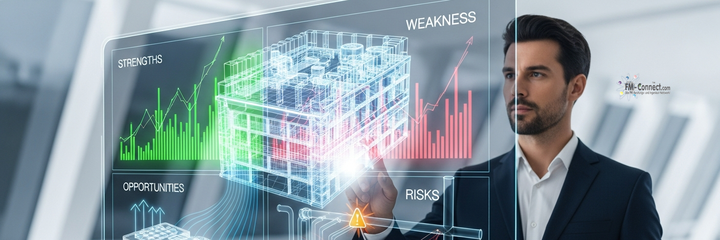 SWOT Analyse zur Bewertung von Stärken, Schwächen, Chancen und Risiken im Facility Management